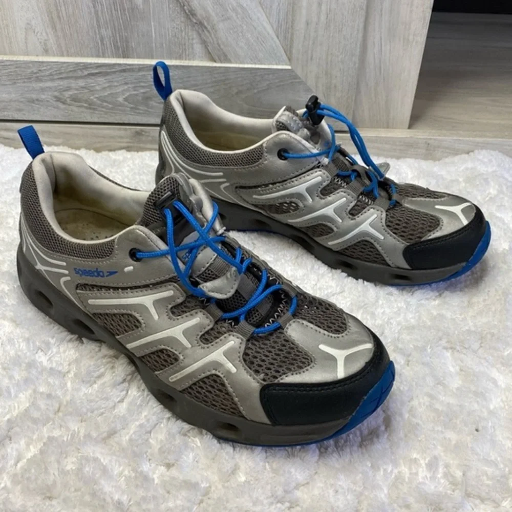 Speedo Sneakers Mens Gray and Blue Running Shoes Workout Sz 9